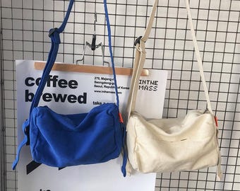 Canvas Messenger bag, School Bag, Diaper Bag, Crossbody bag, Laptop bag, Women bag with bow- DIANA