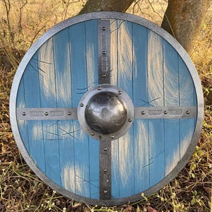 Battleworn Viking Shield | Wooden Viking Shield | Authentic Cosplay Norse Mythology Valhalla Viking Shield | Medieval warrior shield