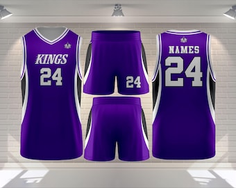 Custom Kids Uniforms | Youth Basketball Scrimmage Tank and shorts | Two-Sided KINGS Team Gear