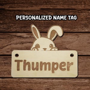Bunny Cage Tag, Custom, Personalized, Engraved Wood, Pet Bunny, Cage Decor, Cage Tag, Cage Accessories, Bunnies