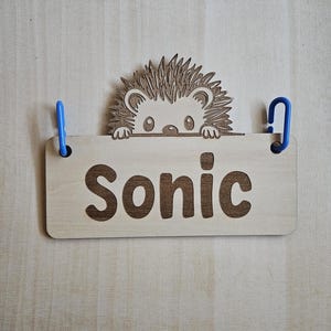 Hedgehog Cage Tag, Custom, Personalized, Engraved Wood, Pet Hedgehog, Cage Decor, Cage Tag, Cage Accessories