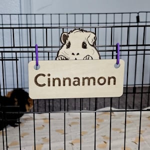 Guinea Pig Cage Tag, Custom, Personalized, Engraved Wood, Pet Guinea, Cage Decor, Cage Tag, Cage Accessories