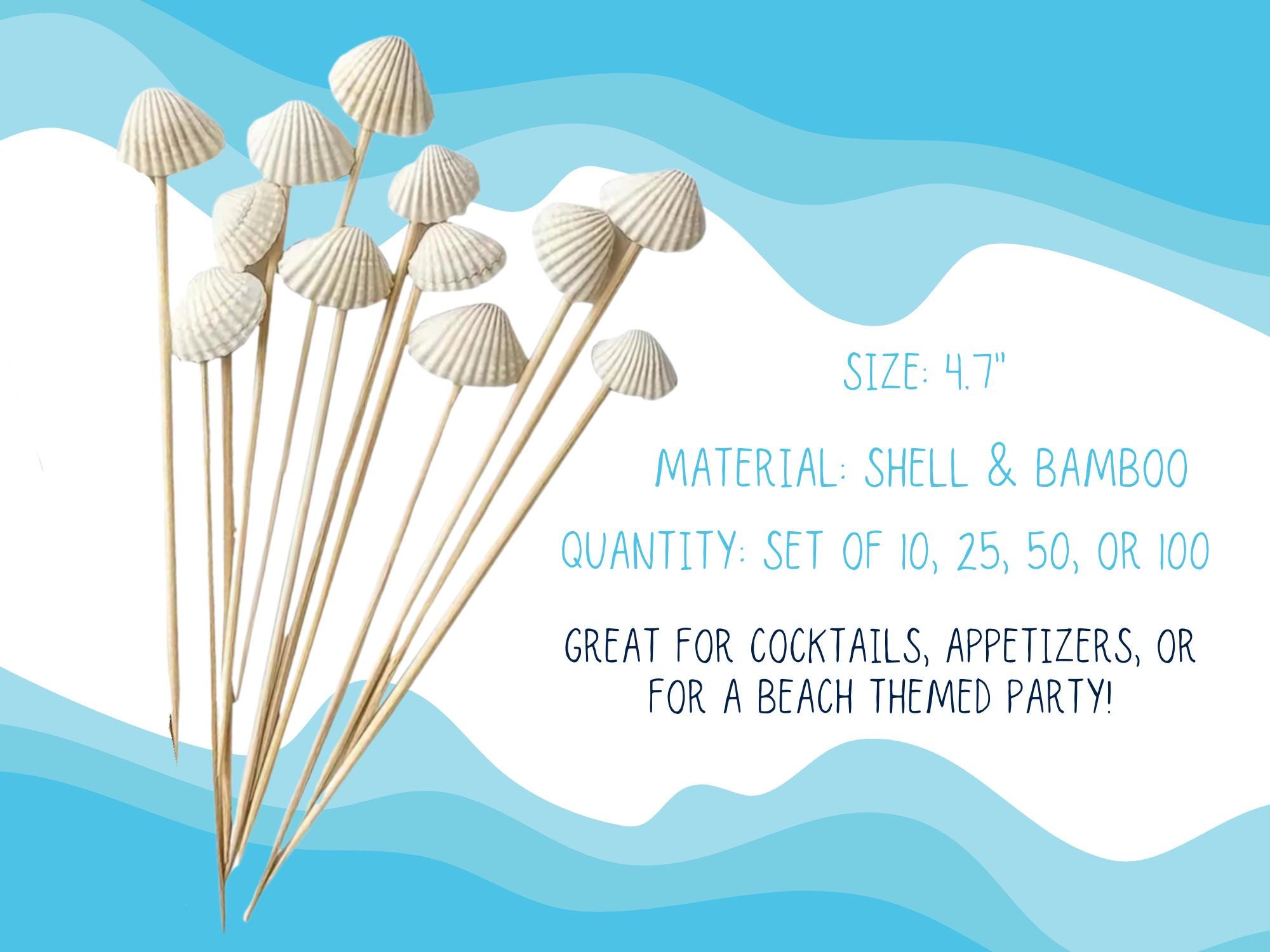 Shell Toothpicks for Cocktails or Martinis, Seashell Appetizer Picks - Etsy
