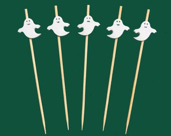 Halloween Ghost Cocktail Picks, Spooky Party Appetizer Toothpicks