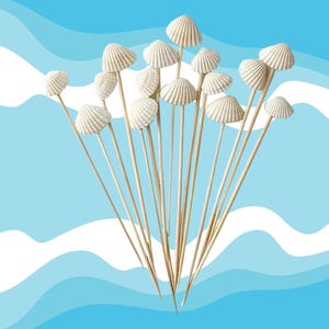 Palillos de concha para cócteles o martinis, palillos para aperitivos con forma de concha