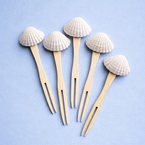 Mini tenedores para aperitivos de bambú Shell
