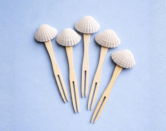 Shell Bamboo Mini Appetizer Forks