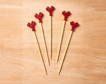 Lobster Cocktail Picks, Bamboo Appetizer Skewers, Seafood Party Supplies
