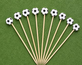 Soccer Ball Cocktail Picks, World Cup Party Decor, Game Day Appetizer Skewers