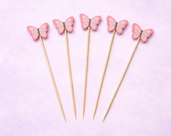 Butterfly Cocktail Picks, Bamboo Appetizer Sticks, Spring Party Decor