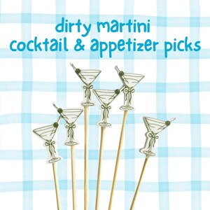 Dirty Martini Cocktail Picks, Bamboo Toothpicks, Tini Bit Older Party, Appetizer Skewers for Cocktails image 3