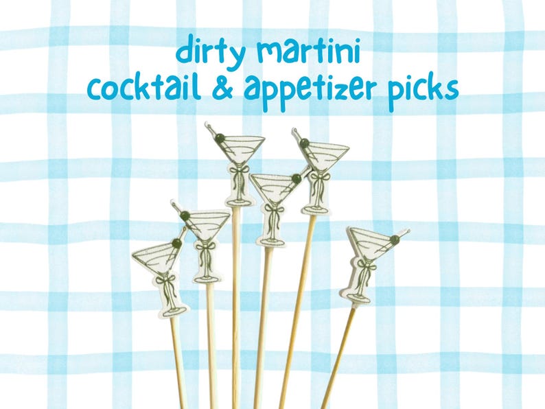 Dirty Martini Cocktail Picks, Bamboo Toothpicks, Tini Bit Older Party, Appetizer Skewers for Cocktails image 3