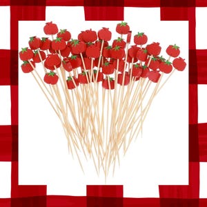 Tomato Cocktail Picks, 5" Decorative Bamboo Toothpicks for Appetizers, Drinks & Parties image 8