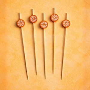 Orange Cocktail Picks, Bamboo Drink Garnish, Aperol Spritz Accessories, Citrus Party Decor