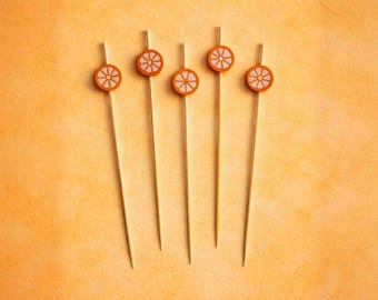 Orange Cocktail Picks, Bamboo Drink Garnish, Aperol Spritz Accessories, Citrus Party Decor
