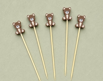 Bear Cocktail Picks, Teddy Bear Appetizer Skewers, Baby Shower, First Birthday Party Decor