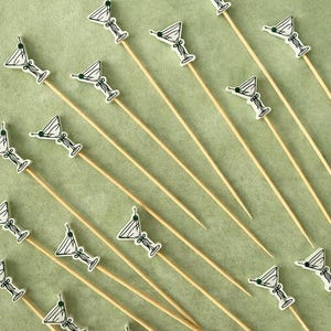 Dirty Martini Cocktail Picks, Bamboo Toothpicks, Tini Bit Older Party, Appetizer Skewers for Cocktails