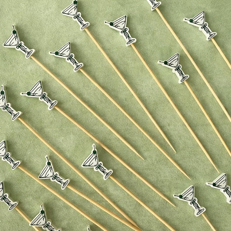 Dirty Martini Cocktail Picks, Bamboo Toothpicks, Tini Bit Older Party, Appetizer Skewers for Cocktails image 1