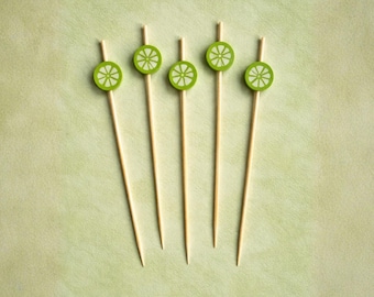 Lime Cocktail Picks, Bamboo Drink Garnish, Moscow Mule Accessories, Citrus Bar Picks
