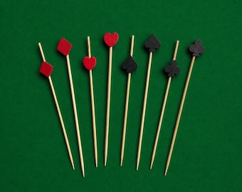 Casino Cocktail Picks, Playing Card Drink Stirrers, Poker Party Appetizer Skewers, Vegas Theme Decor