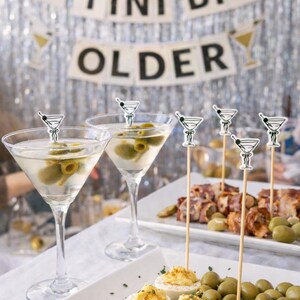 Dirty Martini Cocktail Picks, Bamboo Toothpicks, Tini Bit Older Party, Appetizer Skewers for Cocktails image 7