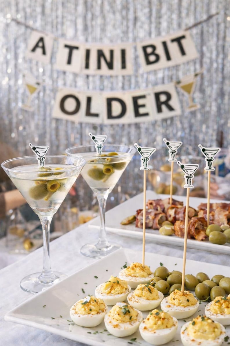 Dirty Martini Cocktail Picks, Bamboo Toothpicks, Tini Bit Older Party, Appetizer Skewers for Cocktails image 7