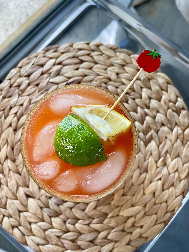 Tomato Cocktail Picks, 5" Decorative Bamboo Toothpicks for Appetizers, Drinks & Parties image 3