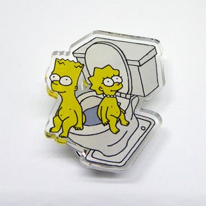 Bart & Lisa Simpson in the WC acrylic pin
