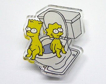 Bart & Lisa Simpson in the WC acrylic pin