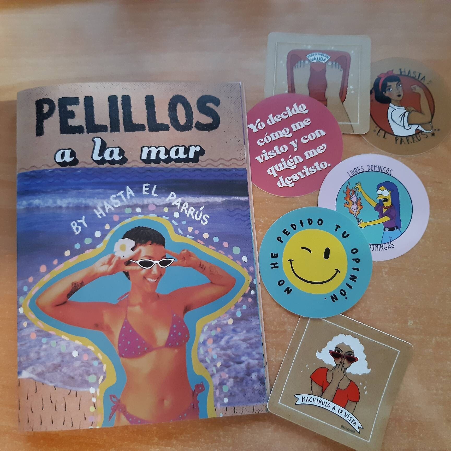 Pelillos a la mar - zine tamaño A6, con 16 páginas en color + varias pegatinas