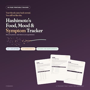 Hashimotos Food Mood and  Symptom Tracker | Thyroid Journal, Fatigue a nd  Brain Fog Log, Appointment Prep | No Diet | Printable PDF
