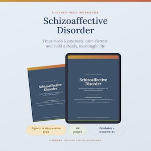 Schizoaffective Disorder Workbook | Psychosis Recovery Journal | Mood Tracker, Early-Warning & Crisis Plans | Printable PDF + GoodNotes