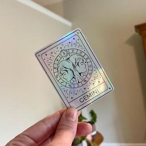 Gemini Zodiac Tarot Sticker – Astrology Gift – Holographic or Glossy Vinyl Decal – Celestial Birthday Sticker