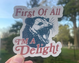 Funny Opossum Sticker: "I'm a Delight" - Waterproof Vinyl Decal