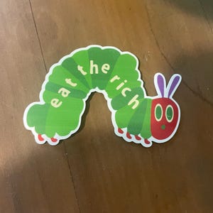 Eat the Rich Sticker | Funny Political Sticker | Anti-Capitalist Vinyl Sticker | Glossy or Holographic | Cottagecore, Leftist, Punk