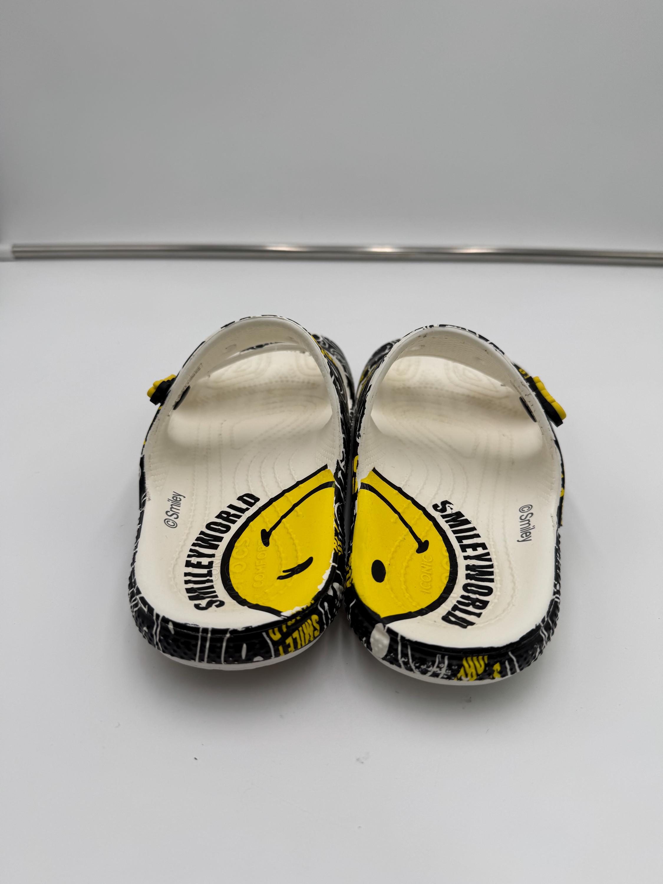 Crocs Smileyworld Slides Black White Yellow Smiley Face  display picture 2