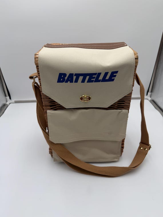 Picnic Time Wicker Insulated Picnic Cooler Bag Batelle Logo Shoulder Basket