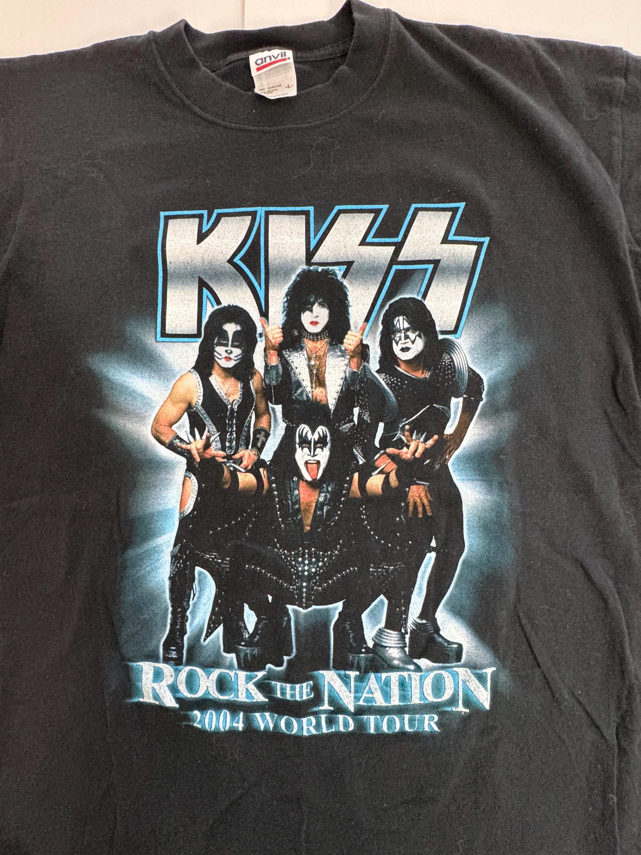 Vintage KISS Rock the Nation 2004 World Tour Concert T-shirt Black