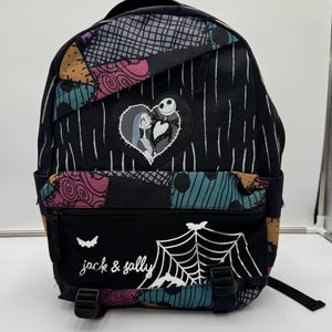 Disney Nightmare Before Christmas Jack Sally Backpack Patchwork School Travel