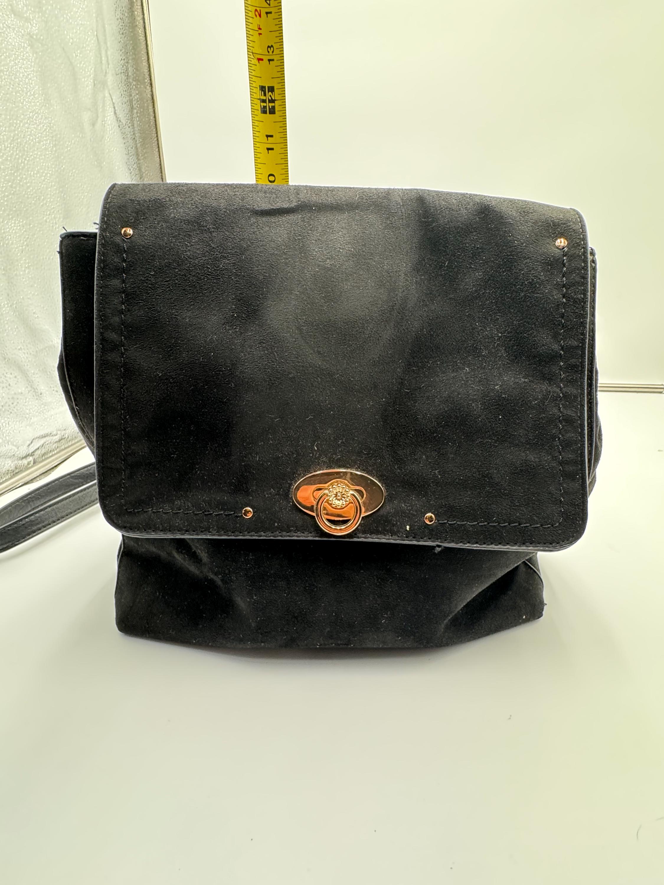 Lauren Conrad Classic Black Women\'s Backpack Purse - Gold Hardware Lauren Conrad Black Faux Suede Mini Backpack Gold Twist Lock  main image 2