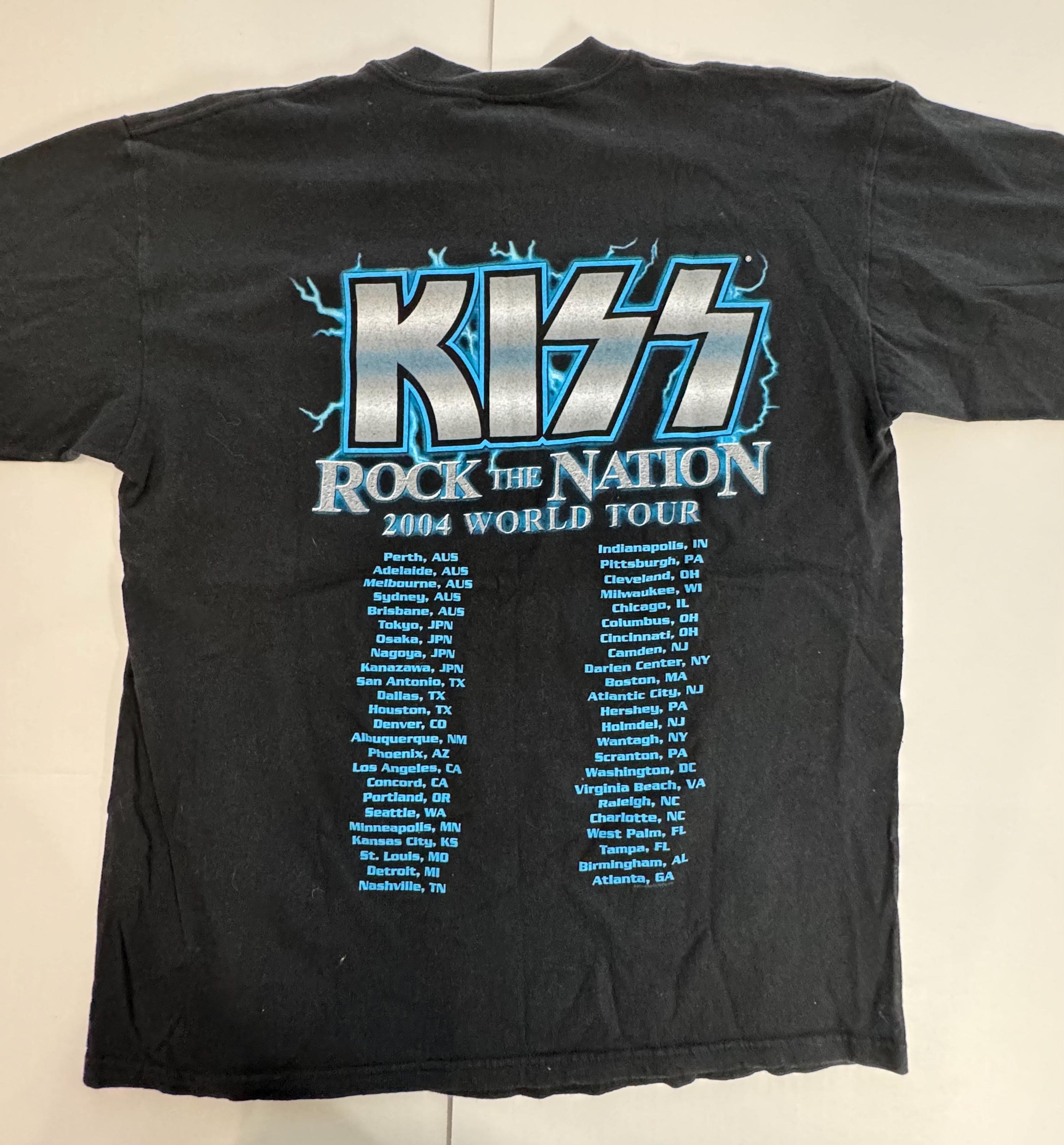 Vintage KISS Rock the Nation 2004 World Tour Concert T-shirt Black