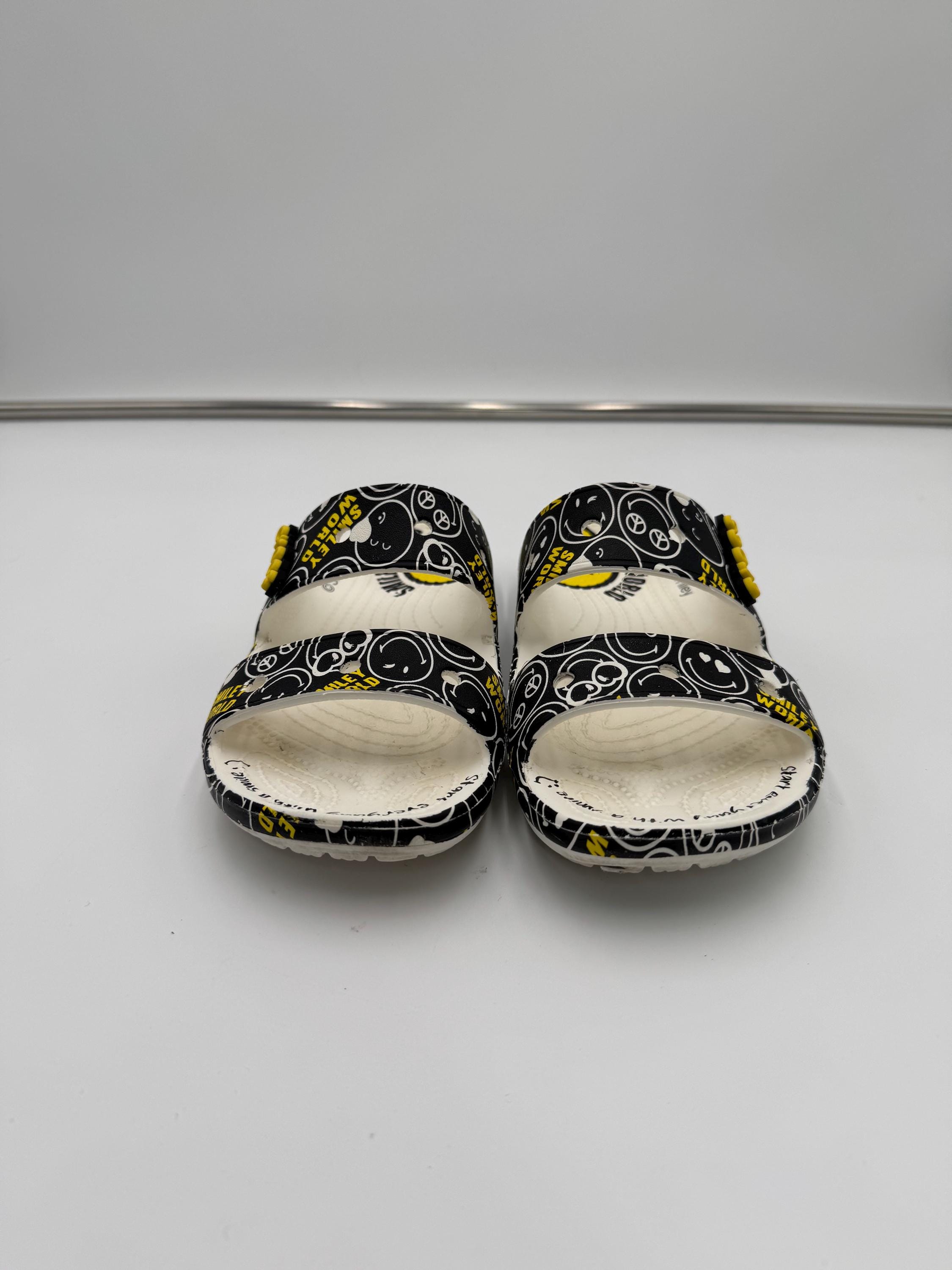 Crocs Smiley World Sandal Slide White Black Yellow Double Strap Mens Size 12 Amazon.com | Crocs SmileyWorld Classic Clog Black/MultiMen main image 4