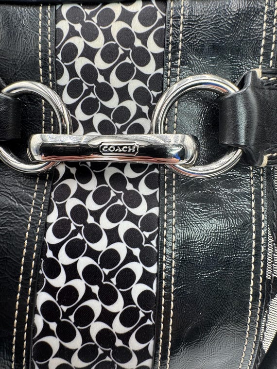 COACH Hamptons Signature Horsebit Tote F13072 Black Canvas Leather
