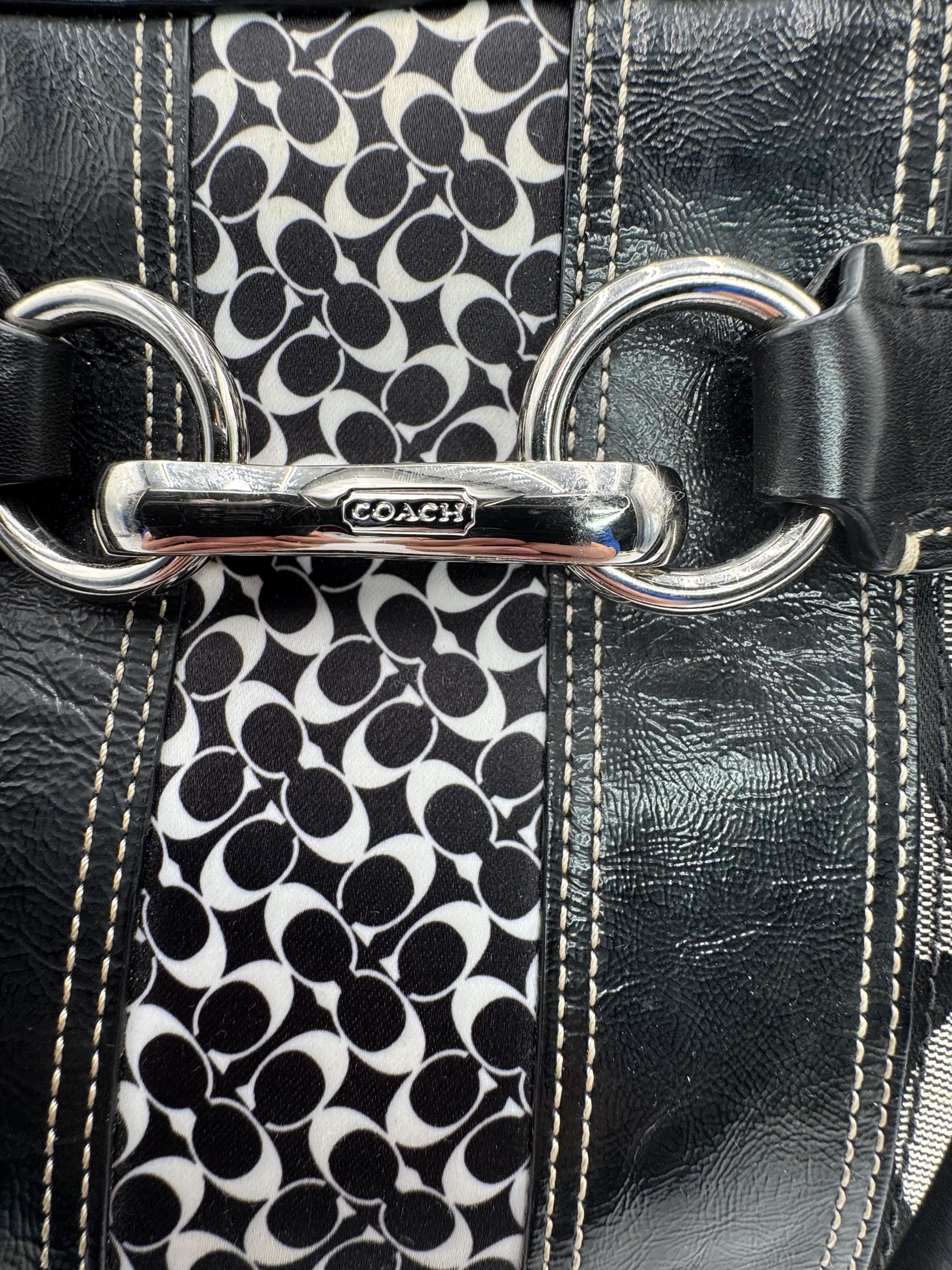 COACH Hamptons Signature Horsebit Tote F13072 Black Canvas Leather