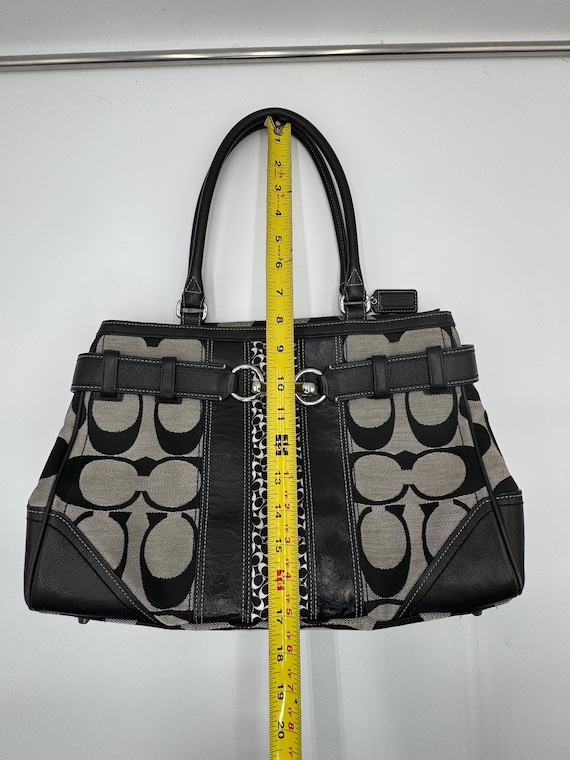 バッグ COACH Hamptons Horsebit Carryall Tote COACH Hamptons Signature Horsebit Tote F13072 Black Canvas Leather