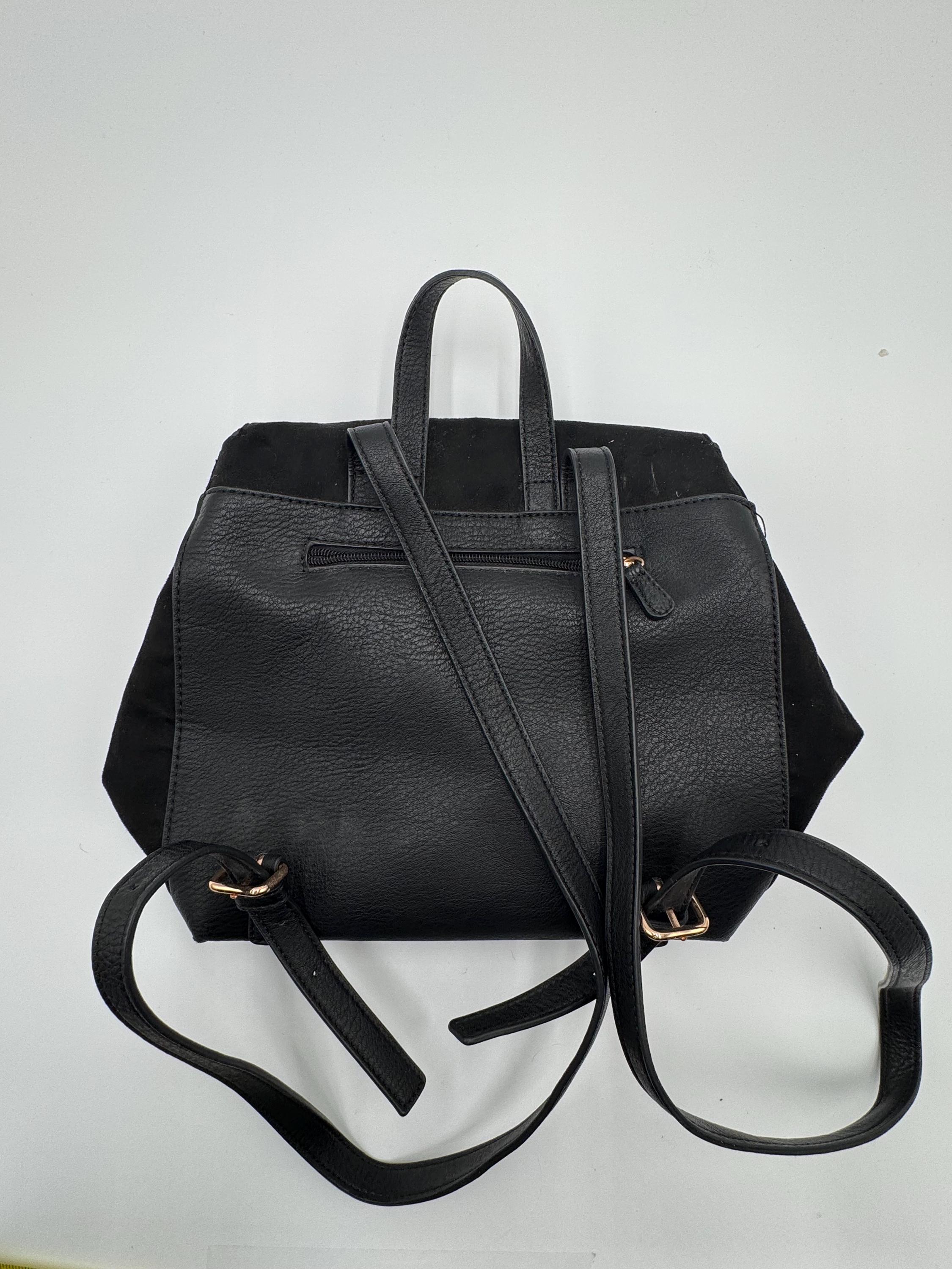 Lauren Conrad Black Faux Suede Mini Backpack Gold Twist Lock 
