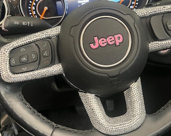 Bedazzled bling jewel jeep wrangler steering wheel trim cover, jeep wrangler JK, JL, & gladiator. Jeep wrangler interior accents