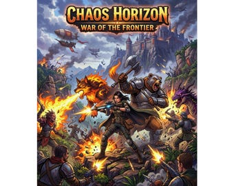 Epic Fantasy Battle Wall Art | Palworld Inspired Fantasy Poster - "Chaos Horizon" Palworld Fan Art