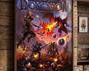 Epic Palworld Inspired Video Game Poster | "Dominion" Dragon Battle Wall Art - Action RPG Decor