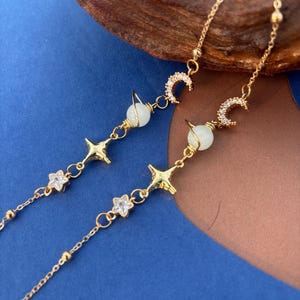 月の惑星メガネチェーン、星のメガネチェーン、サングラスチェーン、彼女へのメガネギフト